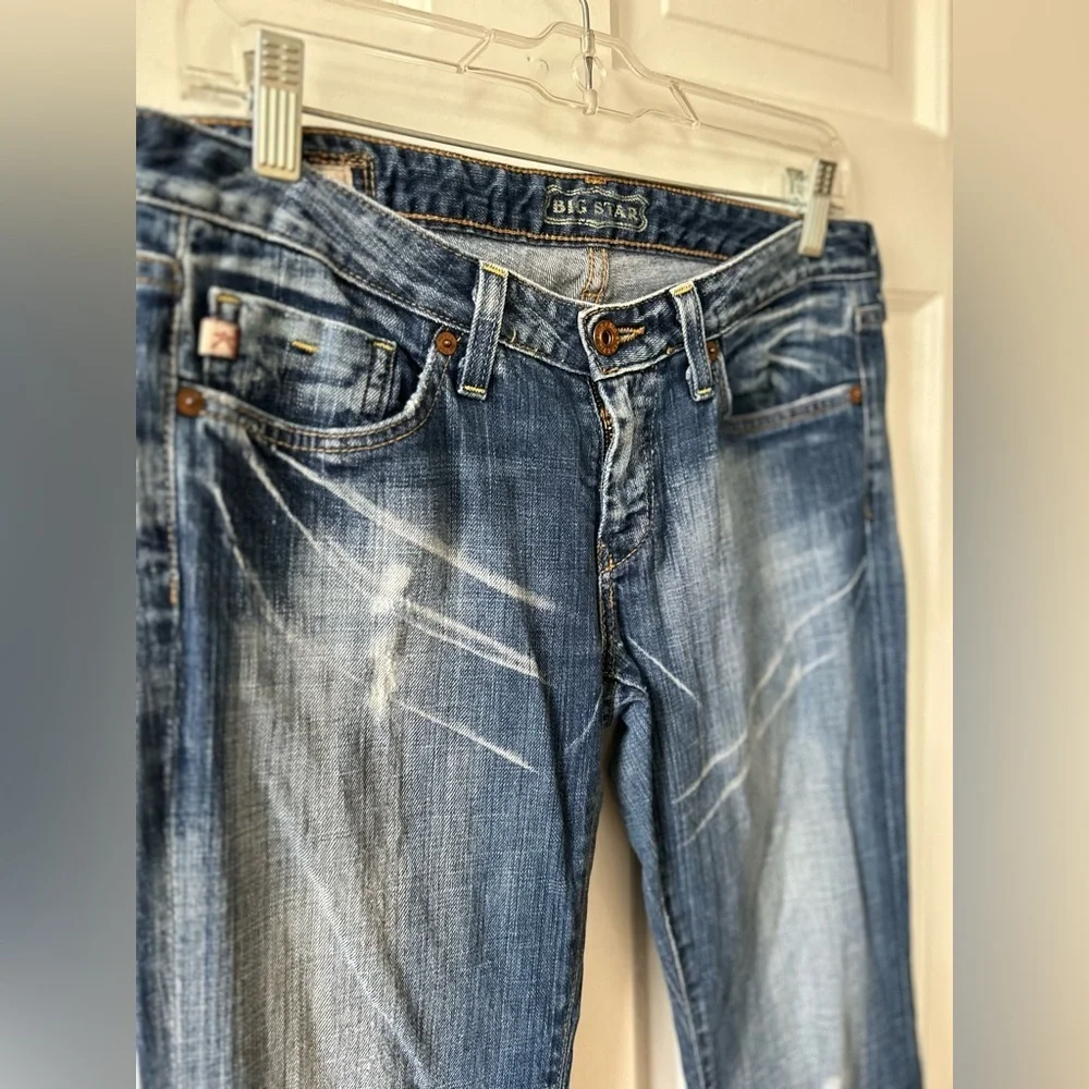 Big Star Low-Rise Boot Flare Women’s Tall Distressed Bootcut Jeans Sz 28 Long
